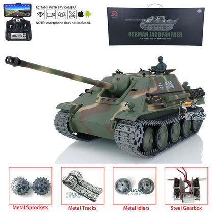 IN STOCK Henglong 1/16 Upgraded 3869 7.0 German Tank Model Jadpanther w/ FPV Camera Metal Tracks Idler Sprocket Wheels BB Shooting Engine Sound