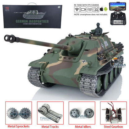 IN STOCK Henglong 1/16 Upgraded 3869 7.0 German Tank Model Jadpanther w/ FPV Camera Metal Tracks Idler Sprocket Wheels BB Shooting Engine Sound