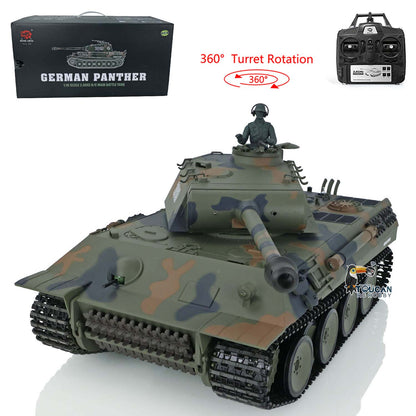 2.4Ghz Henglong 1/16 TK7.0 Plastic German Panther RTR RC Tank 3819 w/ 360 Degrees Rotating Turret Sound Effect Outdoor Tank for Boys