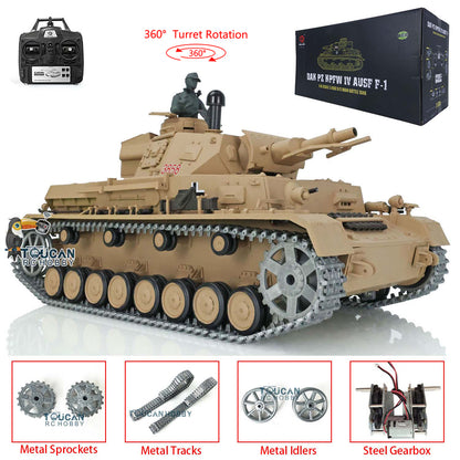 Henglong 1/16 TK7.0 RC Tank 3858 Panzer IV F Radio Control Upgraded Tank W/ 360 Degrees Rotating Turret Metal Tracks Idler Sprocket