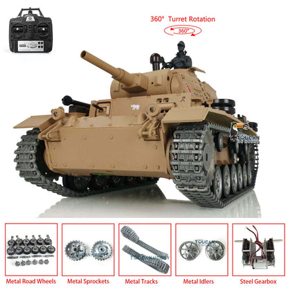 IN STOCK Henglong 1/16 7.0 Customized Professional Edition German Panzer III H RTR RC Tank 3849 With Metal Tracks Road Wheels Driving Gearbox