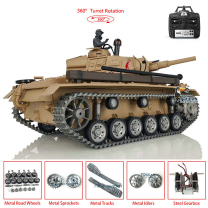 IN STOCK Henglong 1/16 7.0 Customized Professional Edition German Panzer III H RTR RC Tank 3849 With Metal Tracks Road Wheels Driving Gearbox