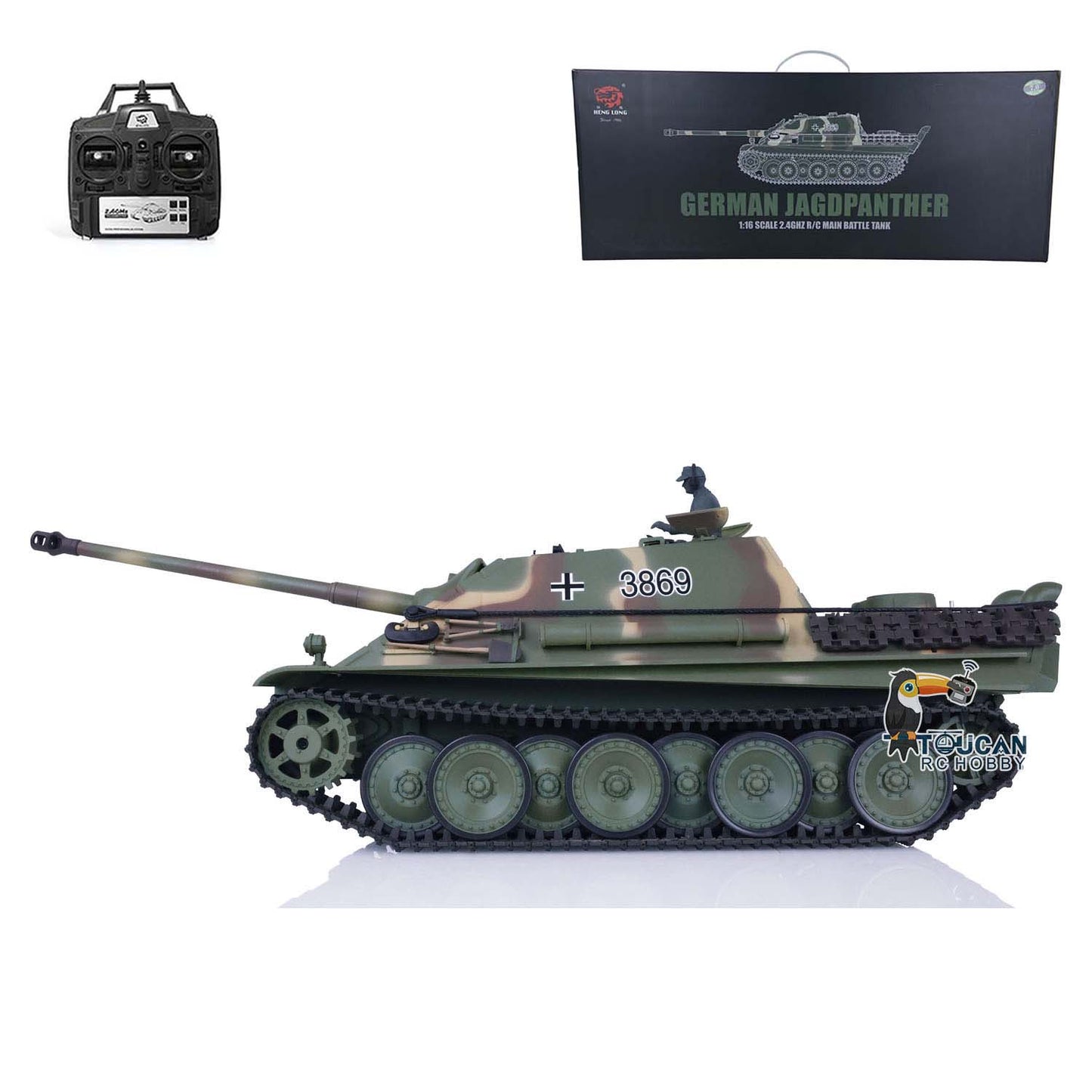 Henglong 1/16 TK7.0 Plastic Jadpanther 3869 RTR RC Tank 2.4G w/ BB Shooting Unit Smoking Road Wheels Engine Sound Outdoor Tank