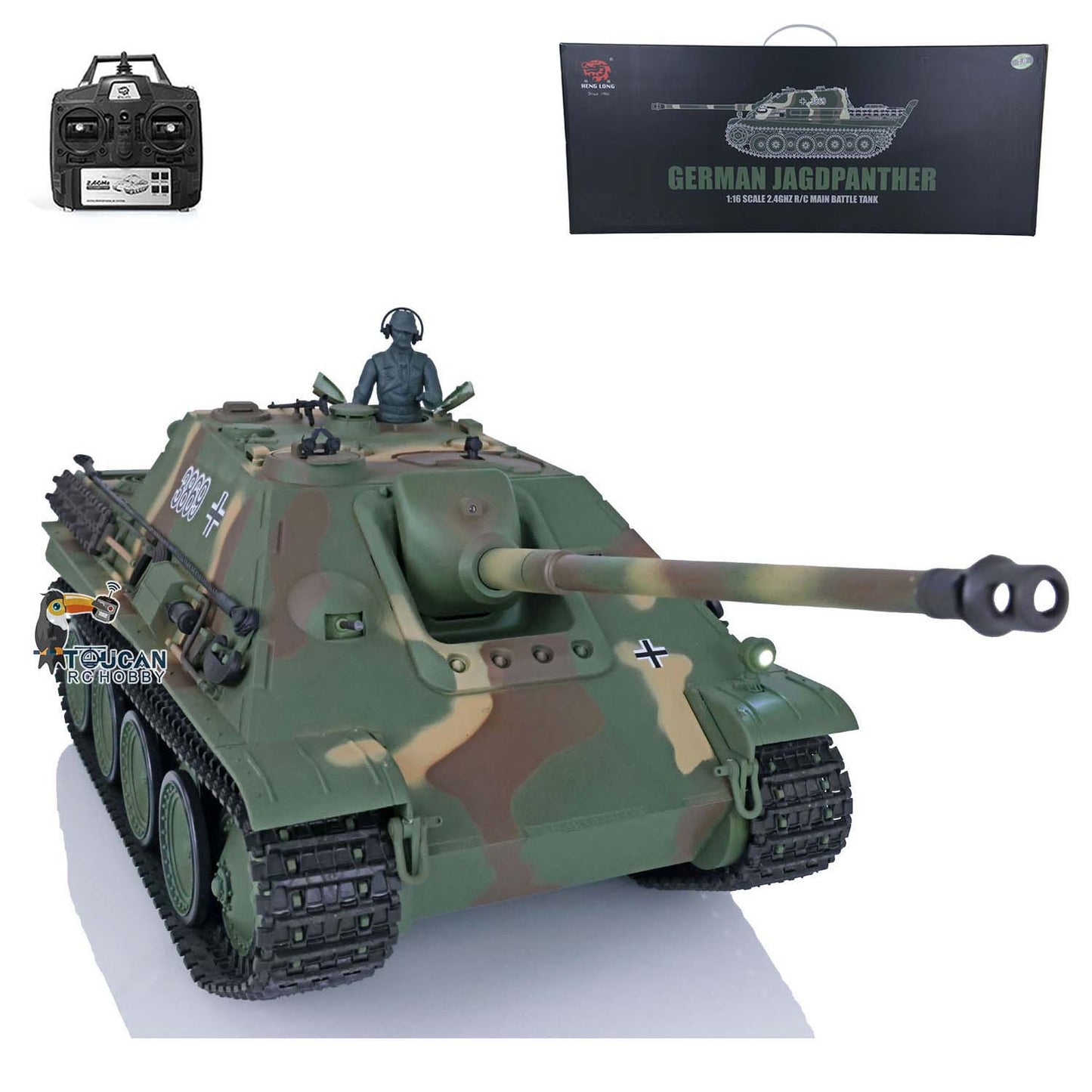 Henglong 1/16 TK7.0 Plastic Jadpanther 3869 RTR RC Tank 2.4G w/ BB Shooting Unit Smoking Road Wheels Engine Sound Outdoor Tank