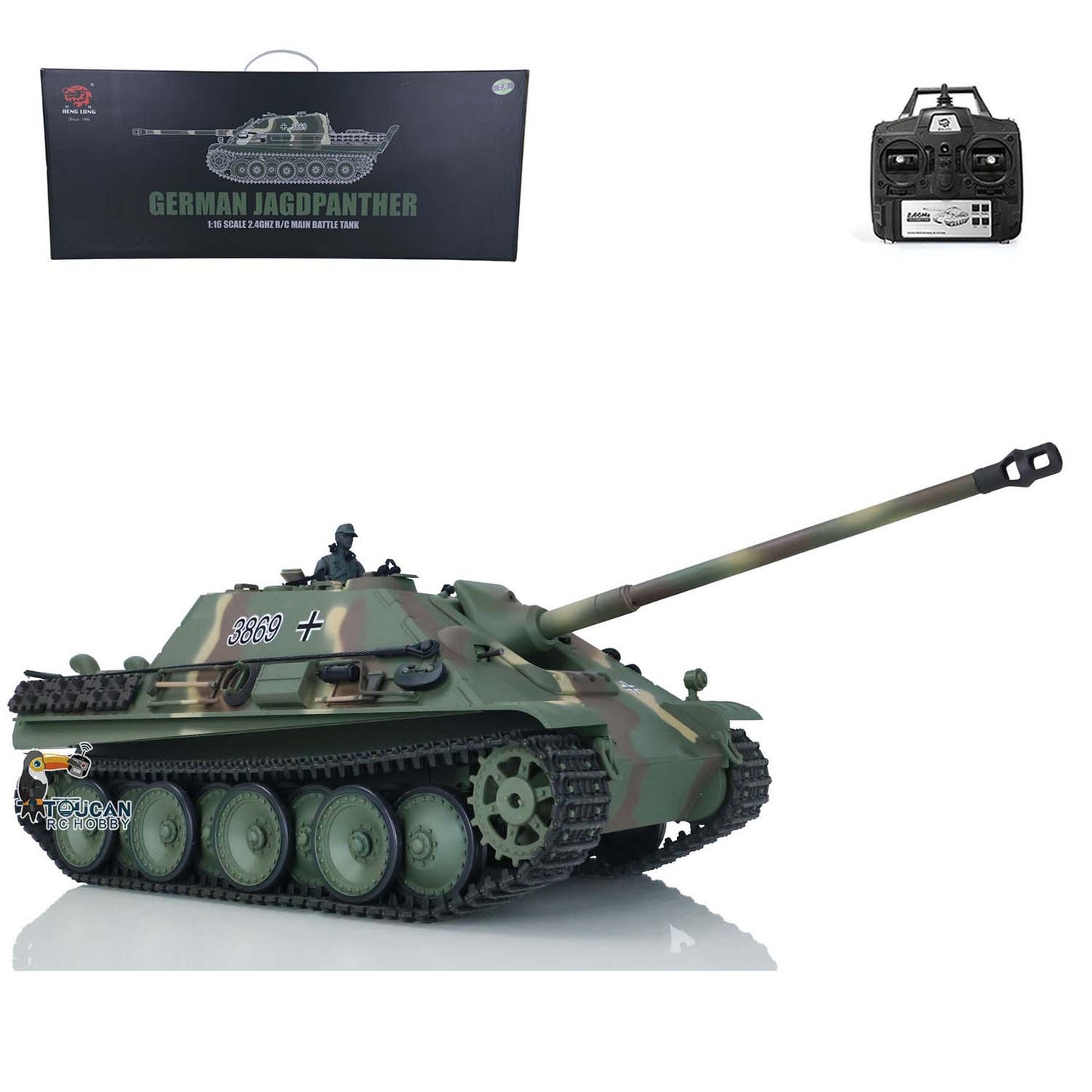 Henglong 1/16 TK7.0 Plastic Jadpanther 3869 RTR RC Tank 2.4G w/ BB Shooting Unit Smoking Road Wheels Engine Sound Outdoor Tank