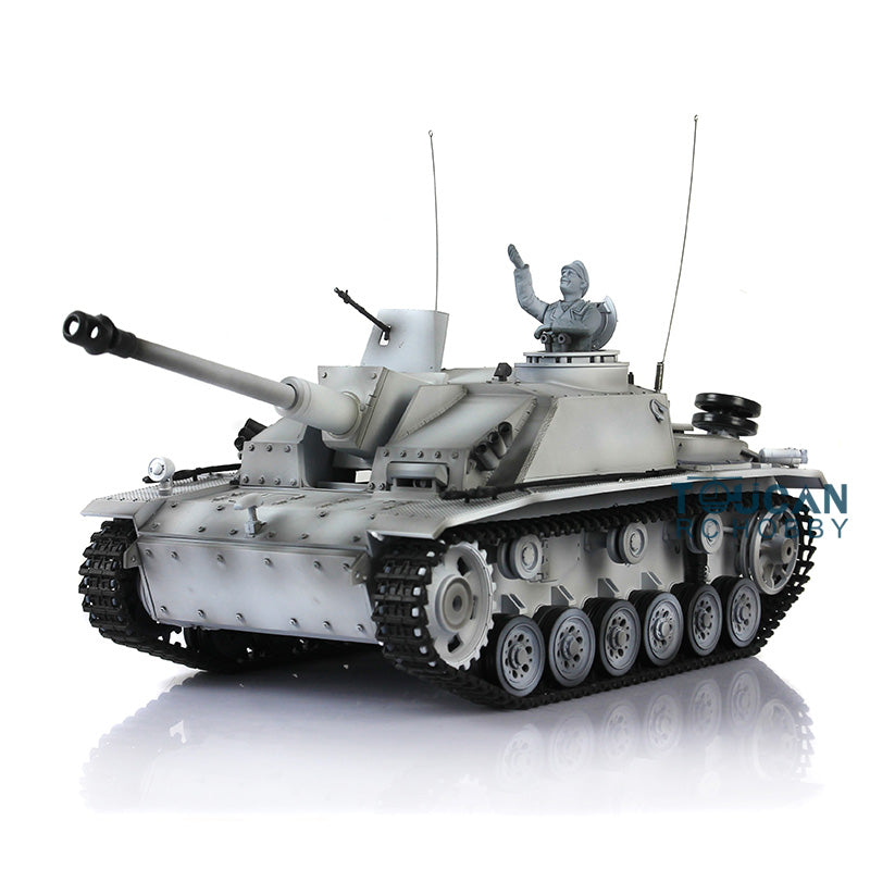 Henglong 1/16 Upgraded 3868 RC Tank Model 7.0 German Stug III w/ FPV Camera Phone Holder Metal Tracks Idler Sprocket Wheels Smoking