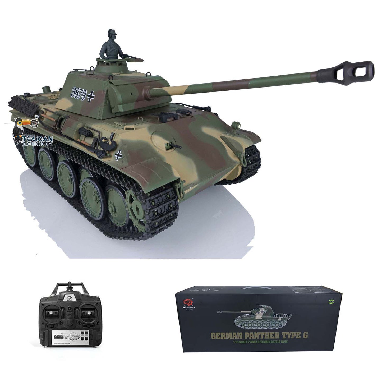 Henglong 1/16 Plastic Radio Control Tank 3879 TK7.0 German Panther G RTR Tank 2.4G w/ Engine Sound Smoking Gearbox on RC Tank