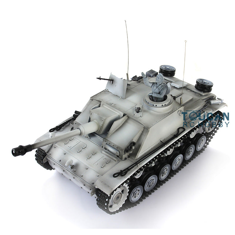 Henglong 1/16 Upgraded 3868 RC Tank Model 7.0 German Stug III w/ FPV Camera Phone Holder Metal Tracks Idler Sprocket Wheels Smoking