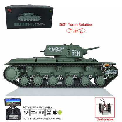 Henglong RC Tank Model 1/16 TK7.0 Plastic 3878 Soviet Union KV-1 w/ FPV 360 Degrees Rotating Turret BB Shooting Sound Effect 2.4Ghz