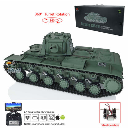 Henglong RC Tank Model 1/16 TK7.0 Plastic 3878 Soviet Union KV-1 w/ FPV 360 Degrees Rotating Turret BB Shooting Sound Effect 2.4Ghz