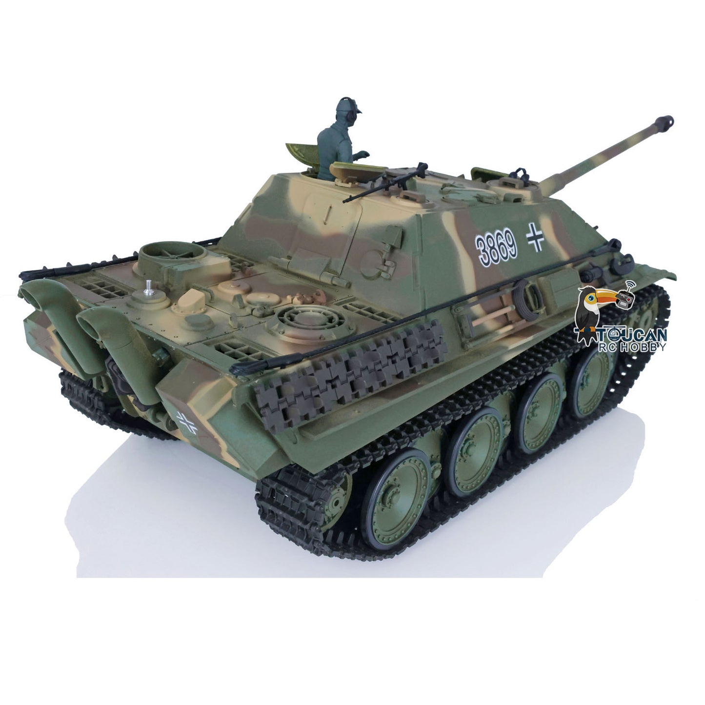 Henglong 1/16 TK7.0 Plastic Jadpanther 3869 RTR RC Tank 2.4G w/ BB Shooting Unit Smoking Road Wheels Engine Sound Outdoor Tank