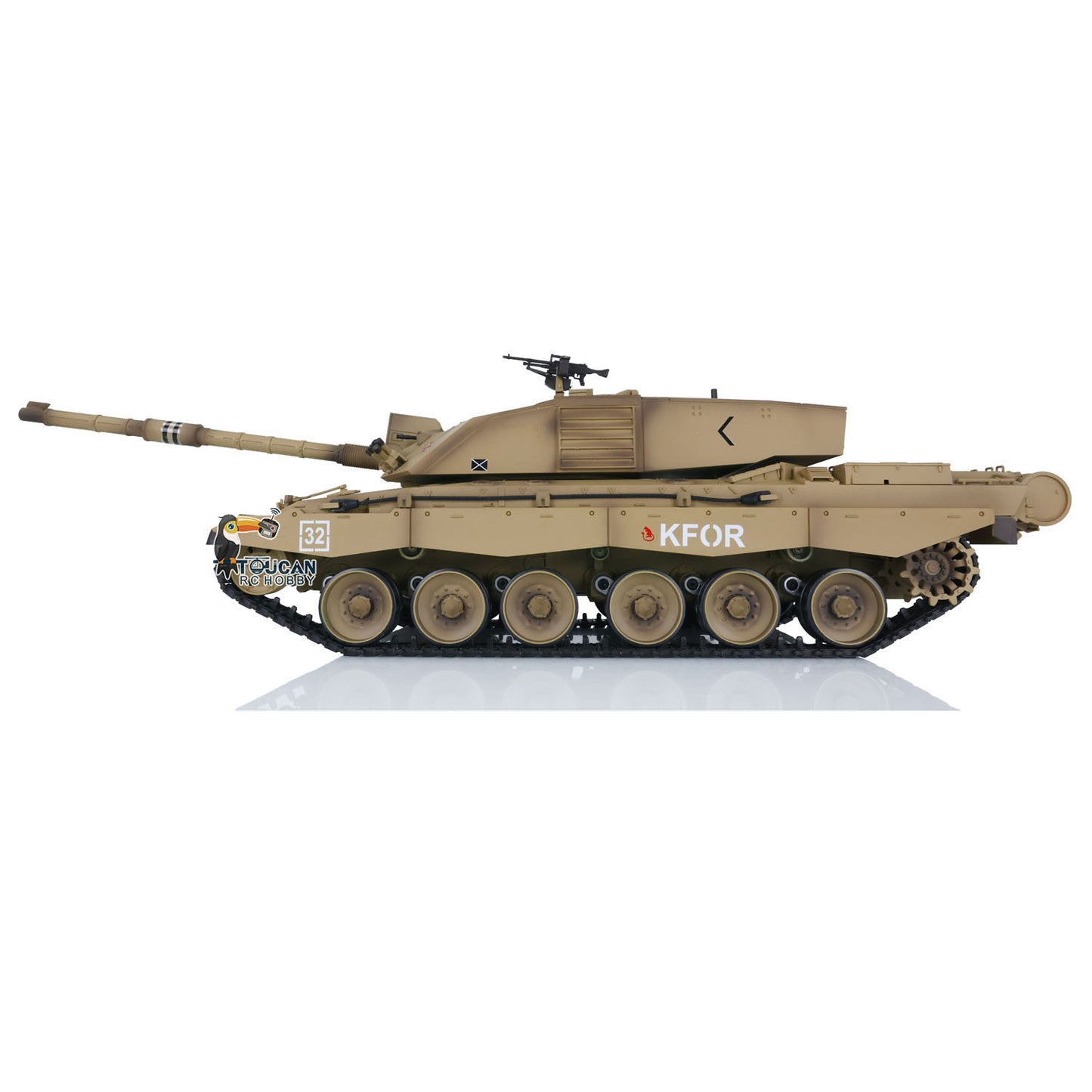 2.4Ghz Henglong 1:16 7.0 British Challenger II RTR RC Tank 3908 360 Degrees Turret Remote Control Model Battery Charger Sound