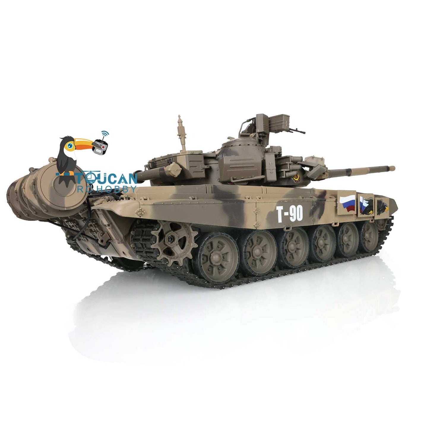 Henglong 1/16 Scale 7.0 Plastic Russian T90 RTR RC Tank 3938 With 360 Degrees Turret Red Eyes Infrared Fighting System Airsoft