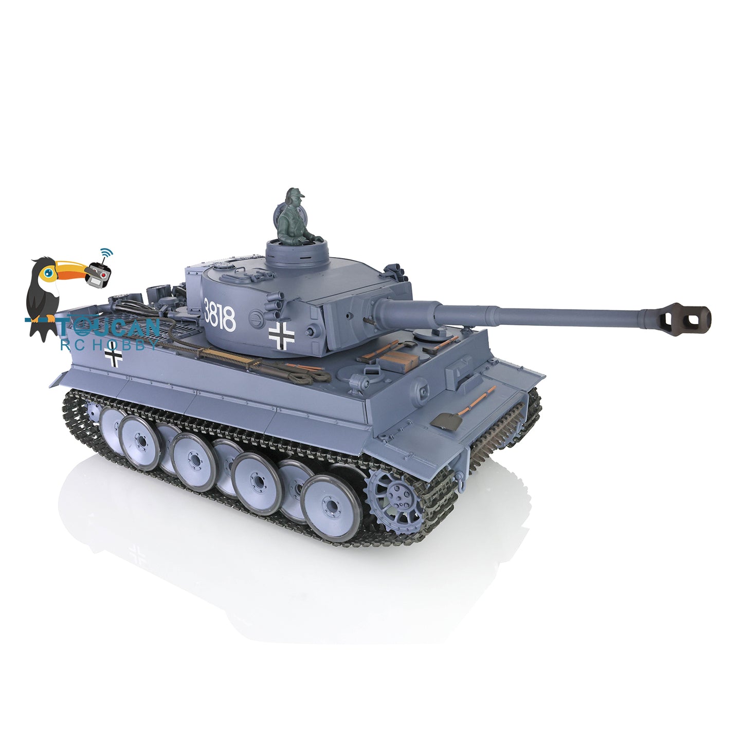 Henglong 1/16  TK7.0 Version Plastic German Tiger I RC Tank 3818Remote Control Tank Sound Effect Smoking Gearbox w/o Recoil Barrel