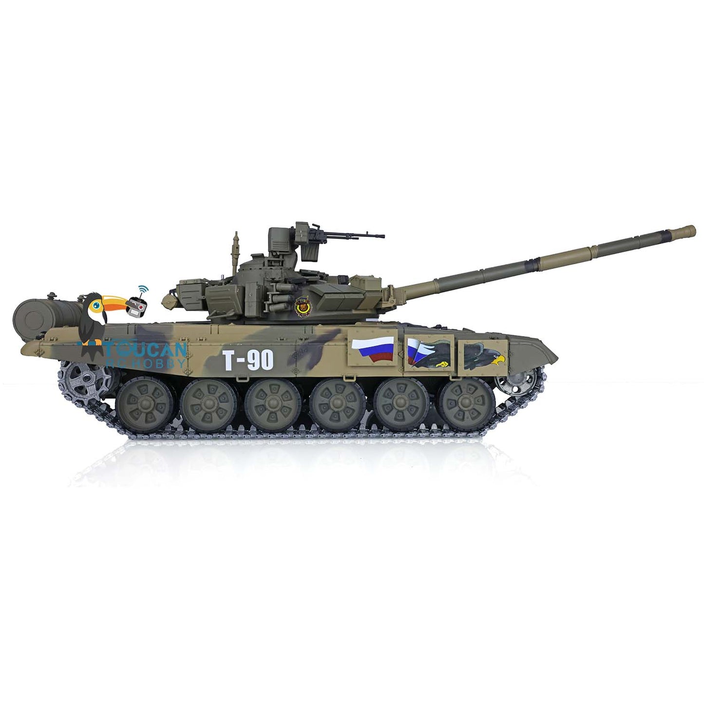 US Warehouse 2.4Ghz Henglong 1/16 Scale 7.0 Upgraded Russian T90 RTR RC Tank Model 3938 W/ Metal Tracks Idlers Sprockets