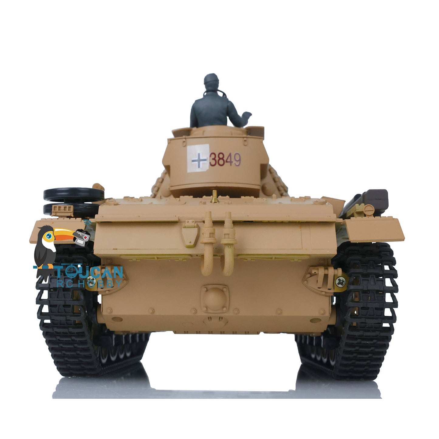 Henglong 1/16 RC Tank Model 3849 Plastic 7.0 Panzer III H Remote Control Tank Model w/ Turret Smoking Gearbox Engine Sound Road Wheels