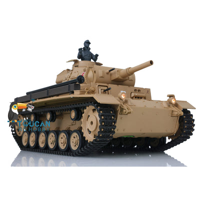 Henglong 1/16 RC Tank Model 3849 Plastic 7.0 Panzer III H Remote Control Tank Model w/ Turret Smoking Gearbox Engine Sound Road Wheels