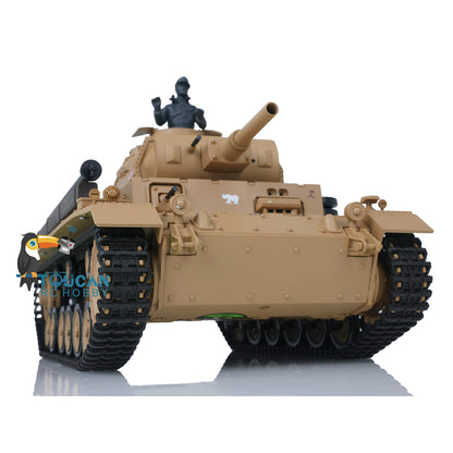 Henglong 1/16 RC Tank Model 3849 Plastic 7.0 Panzer III H Remote Control Tank Model w/ Turret Smoking Gearbox Engine Sound Road Wheels