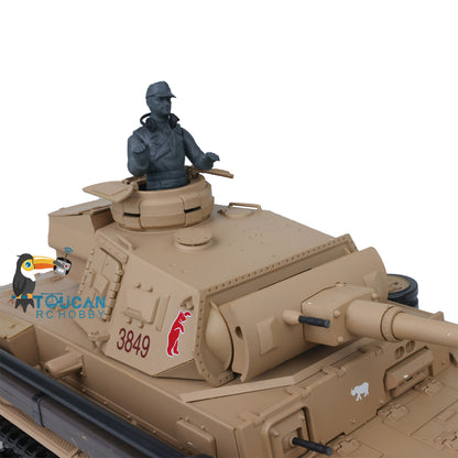 Henglong 1/16 RC Tank Model 3849 Plastic 7.0 Panzer III H Remote Control Tank Model w/ Turret Smoking Gearbox Engine Sound Road Wheels