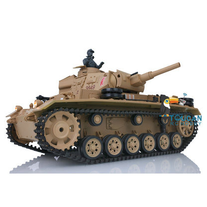 Henglong 1/16 RC Tank Model 3849 Plastic 7.0 Panzer III H Remote Control Tank Model w/ Turret Smoking Gearbox Engine Sound Road Wheels