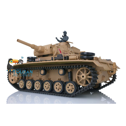 Henglong 1/16 RC Tank Model 3849 Plastic 7.0 Panzer III H Remote Control Tank Model w/ Turret Smoking Gearbox Engine Sound Road Wheels