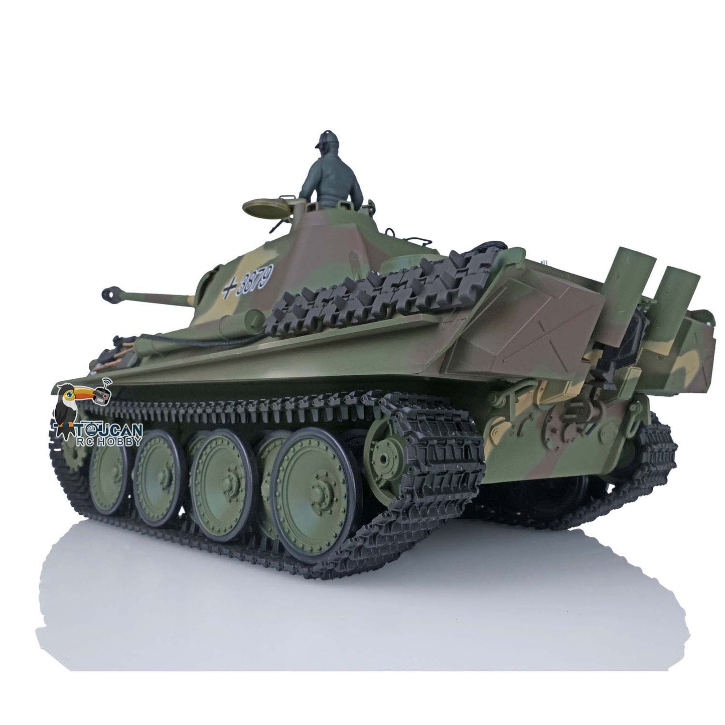 Henglong 1/16 TK7.0 RC Tank Plastic German Panther G 3879 RTR BB Shooting Tank w/ 360 Degrees Rotating Turret Infrared Battle System