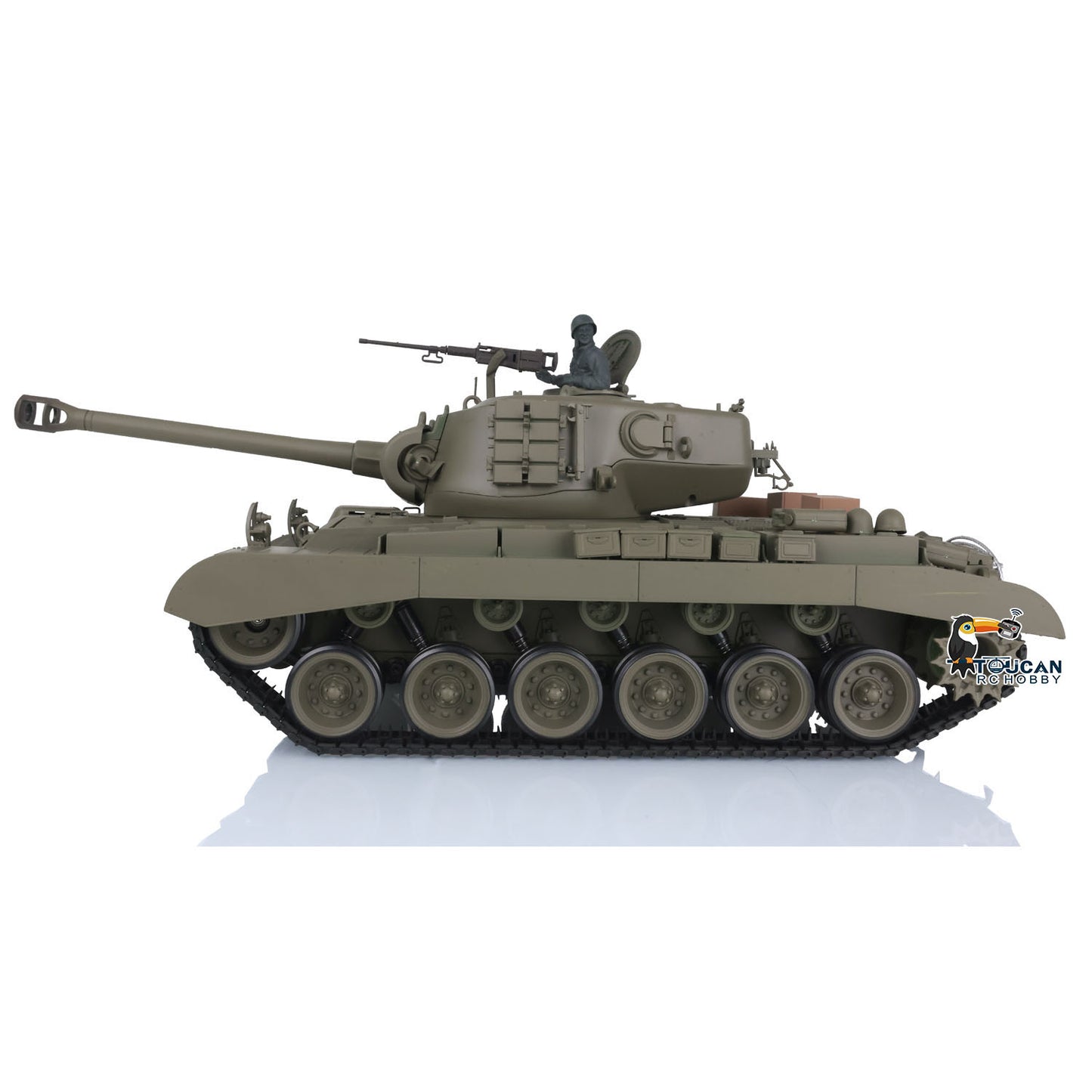 Henglong 1/16 Plastic RC Tank Model 7.0 USA M26 Pershing 3838 w/ 360 Degrees Rotating Turret Steel Gearbox Barrel Recoil FPV w/ Holder