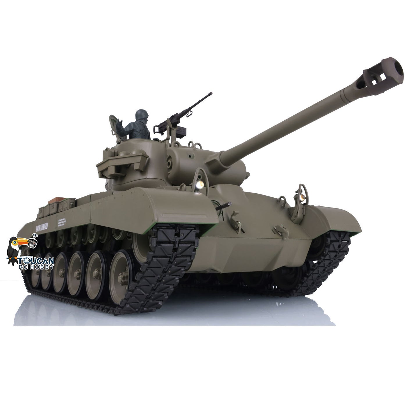 Henglong 1/16 Plastic RC Tank Model 7.0 USA M26 Pershing 3838 w/ 360 Degrees Rotating Turret Steel Gearbox Barrel Recoil FPV w/ Holder