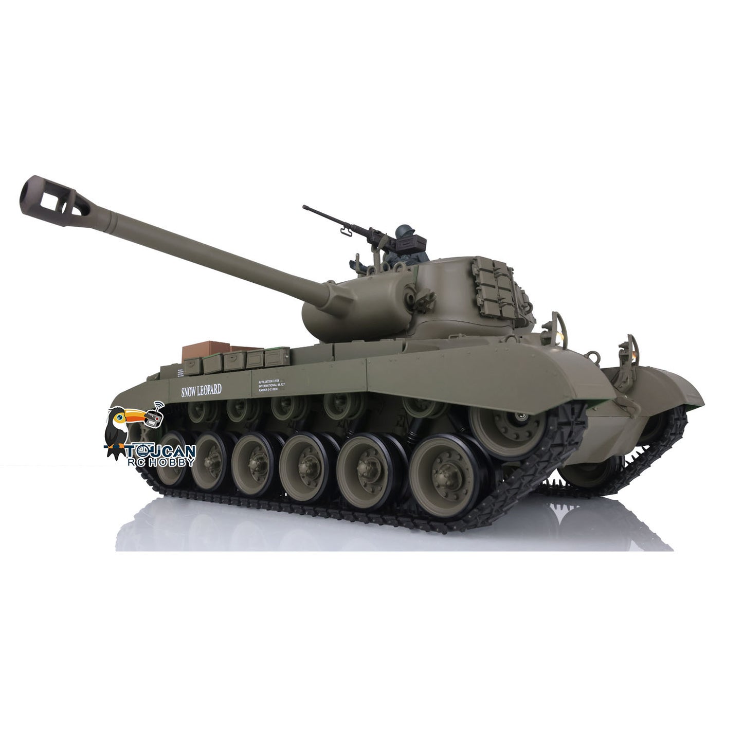 Henglong 1/16 Plastic RC Tank Model 7.0 USA M26 Pershing 3838 w/ 360 Degrees Rotating Turret Steel Gearbox Barrel Recoil FPV w/ Holder