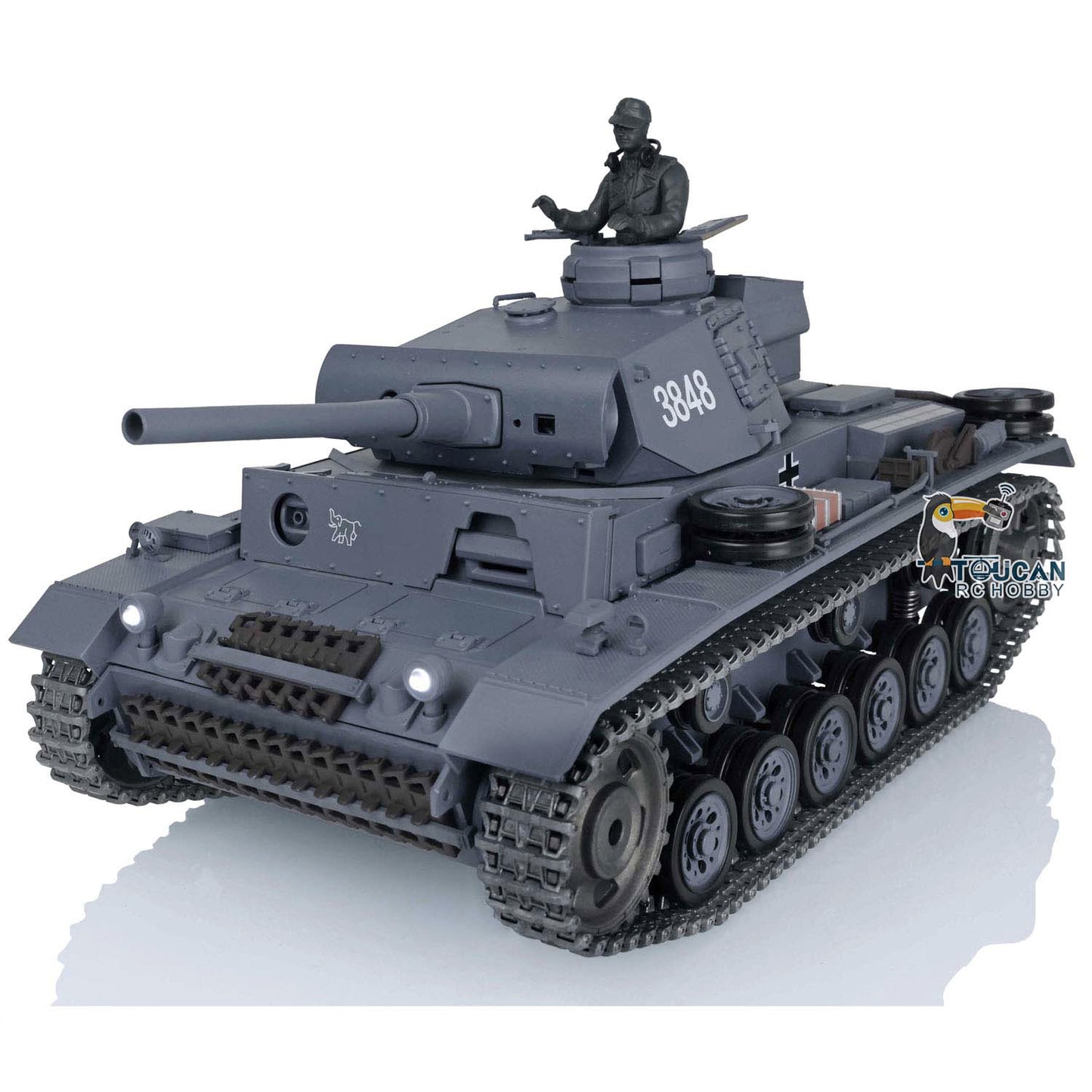 Henglong 1/16 RC Tank Upgraded German Tank 3848 TK7.0 Panzer III L Radio Control Tank w/ 360 Degrees Rotating Turret FPV 2 Sounds