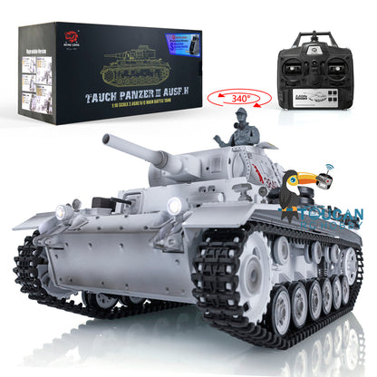 Henglong 1/16 RC Tank Model 3849 Plastic 7.0 Panzer III H Remote Control Tank Model w/ Turret Smoking Gearbox Engine Sound Road Wheels