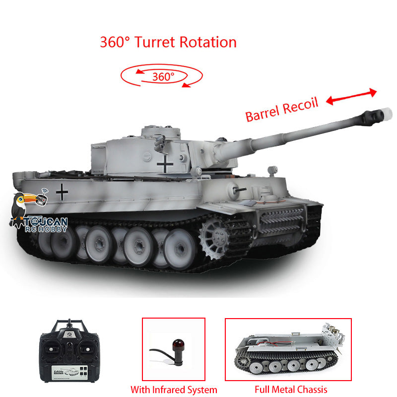 HengLong Factory 1/16 3818 German Tiger 1 Full Metal Chassis Plastic Upper Hull RTR RC Tank Sound 360 Degrees Turret Smoke Gearbox