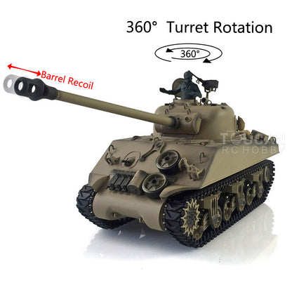 Henglong 1/16 TK7.0 Plastic M4A3 Sherman RC Tank Model 3898 w/ 360 Degrees Rotating Turret FPV Barrel Recoil Smoking Gift for Boys