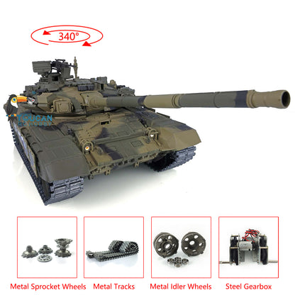 US Warehouse 2.4Ghz Henglong 1/16 Scale 7.0 Upgraded Russian T90 RTR RC Tank Model 3938 W/ Metal Tracks Idlers Sprockets