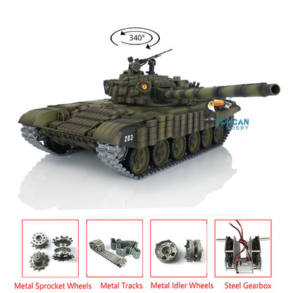 US Warehouse Henglong Radio Controlled Tank T72 1/16 Scale 7.0 Mainboard Metal Battle Electric Tank Tracked Vehicle W/ Battery Charger