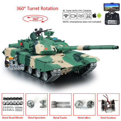 Henglong 1/16 7.0 99A FPV RC Panzer Remote Controlled Tank 3899A 360 Turret Metal Tracks Wheels Hobby Model For Collection