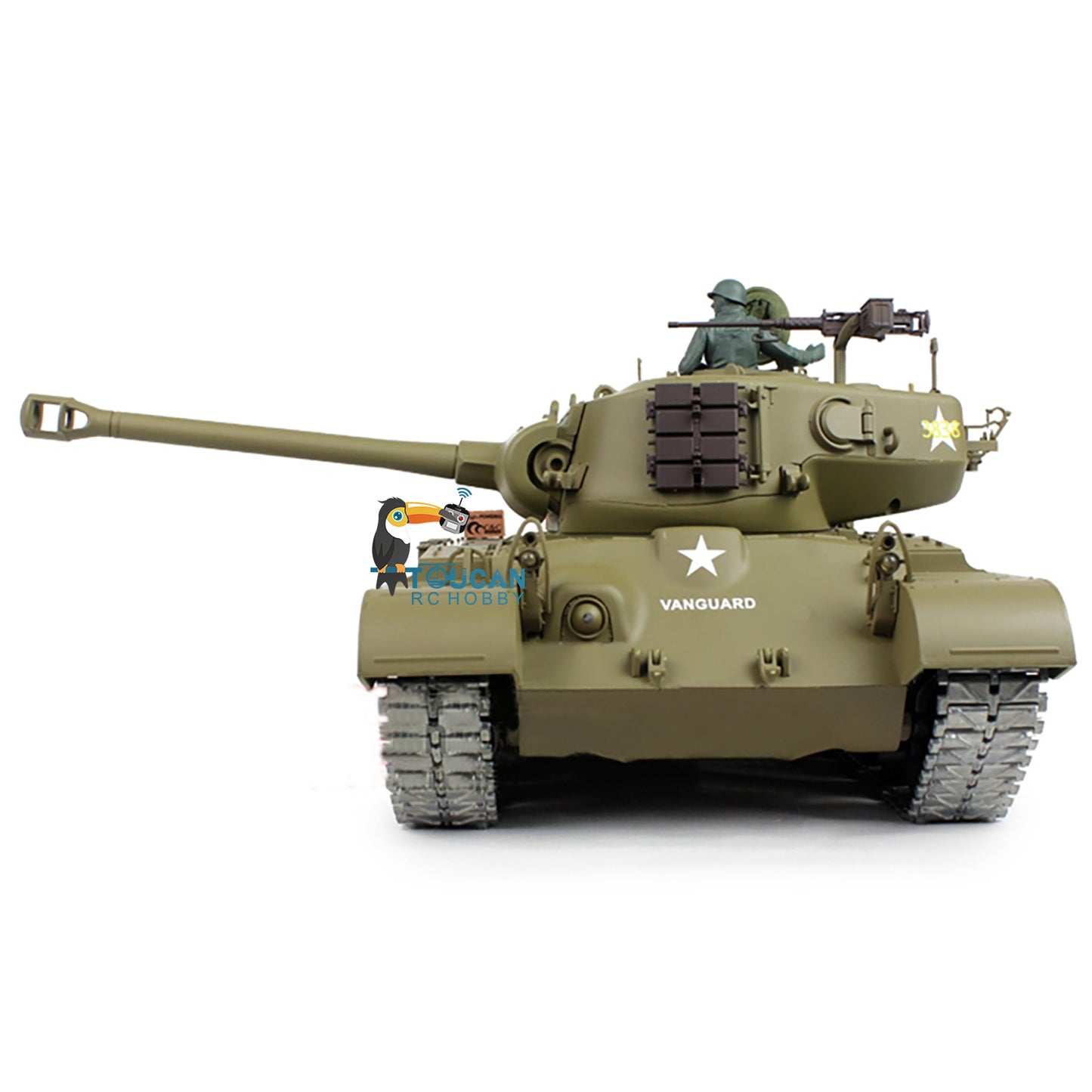 Henglong 1/16 TK7.0 M26 Pershing RC Tank Model 3838 w/ 360 Degrees Rotating Turret Metal Road Wheels Tracks w/ Double Rubber Pad