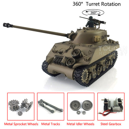 Henglong 1/16 TK7.0 Upgraded M4A3 Sherman Remote Control Tank 3898 W/ 360 Degrees Rotating Turret Metal Tracks Idler Sprocket Wheel