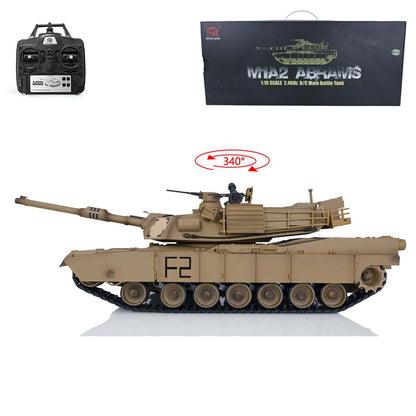 Henglong 1:16 Scale 2.4Ghz 7.0 USA M1A2 Abrams RTR RC Tank 3918 Model 340 Turret 1800MAH Battery Charger For Collections