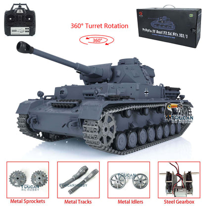 Henglong 1/16 RC Tank 3859 TK7.0 German Panzer IV F2 Radio Control Tank w/ 360 Degrees Rotating Turret Metal Idler Sprocket Wheels