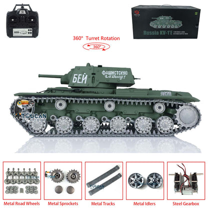 Henglong 1/16 TK7.0 RC Tank 3878 Customized Soviet KV-1 w/ 360 Degrees Rotating Turret Metal Tracks Road Wheels Tracks Sprocket Wheel