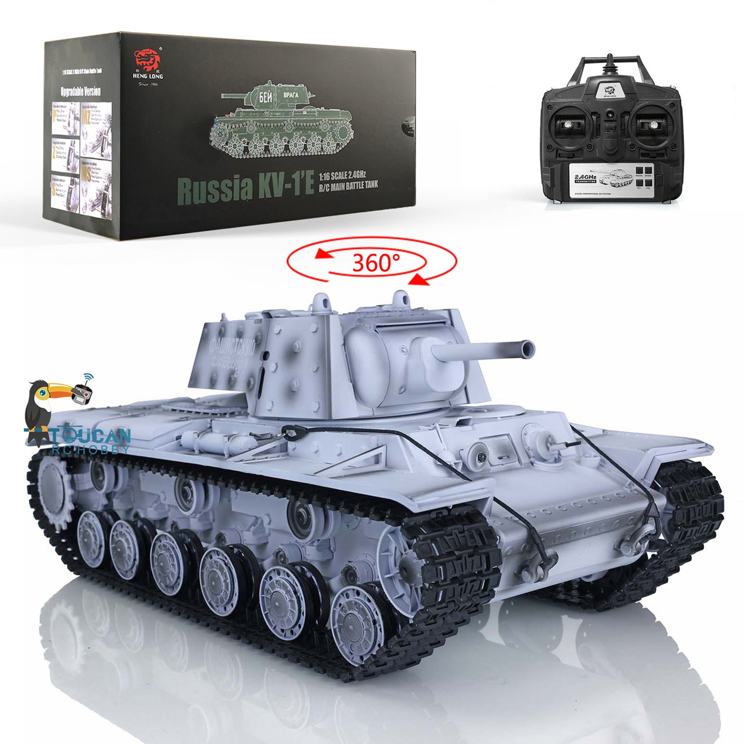 Henglong RC Tank Model 1/16 TK7.0 Plastic 3878 Soviet Union KV-1 w/ FPV 360 Degrees Rotating Turret BB Shooting Sound Effect 2.4Ghz