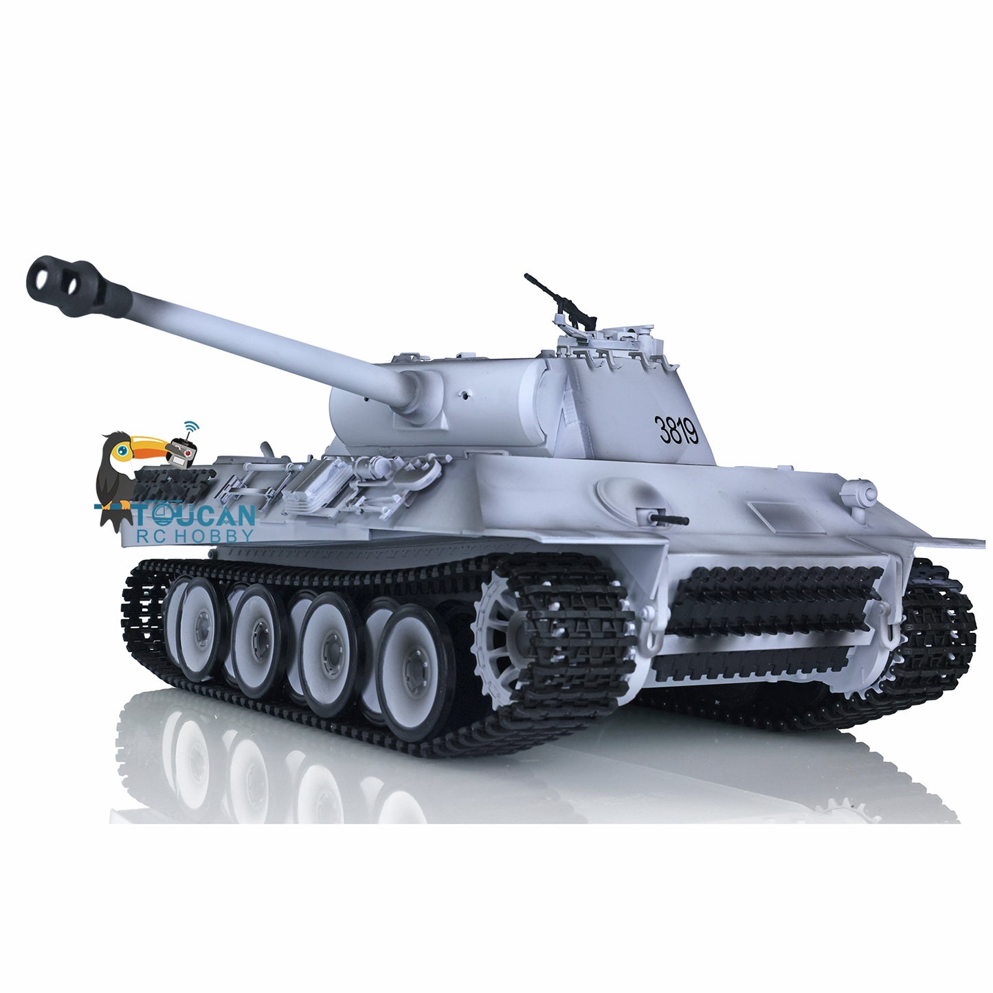 Henglong 1/16 TK7.0 RC Tank Model Panther 3819 w/ FPV 360 Degrees Rotating Turret Metal Tracks Road Wheels Engine Sound Smoking