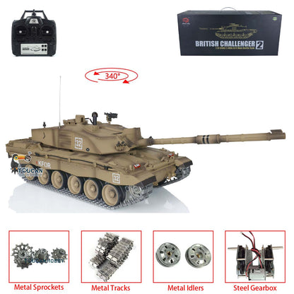 Henglong 1:16 7.0 2.4Ghz Upgrade Edition UK Challenger II RTR RC Tank Model 3908 BB Shooting Unit IR Metal Tracks Idlers Sprockets