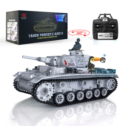 Henglong 1/16 RC Tank Model 3849 Plastic 7.0 Panzer III H Remote Control Tank Model w/ Turret Smoking Gearbox Engine Sound Road Wheels