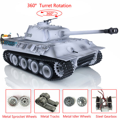 Henglong 1/16 Upgraded Radio Control Tank Model German Panther 3819 w/ 360 Degrees Rotating Turret Metal Sprocket Wheels Tracks