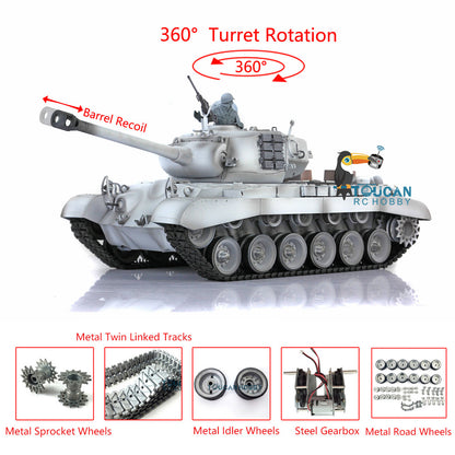 Henglong 1/16 TK7.0 M26 Pershing RC Tank Model 3838 w/ 360 Degrees Rotating Turret Metal Road Wheels Tracks w/ Double Rubber Pad