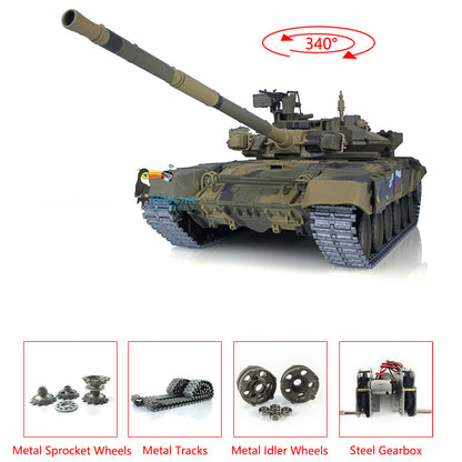 US Warehouse 2.4Ghz Henglong 1/16 Scale 7.0 Upgraded Russian T90 RTR RC Tank Model 3938 W/ Metal Tracks Idlers Sprockets