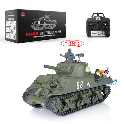 1/16 TK7.0 Henglong Plastic M4A3 Sherman RC Tank 3898 W/ 360 Degrees Rotating Turret Outdoor Battling Tank Smoking Tank