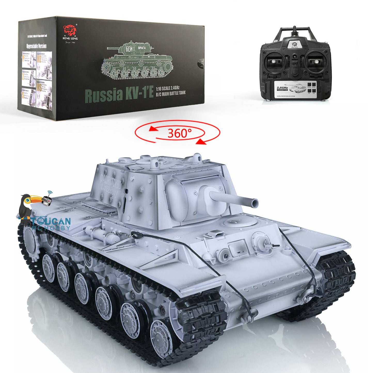 Henglong RC Tank Model 1/16 TK7.0 Plastic 3878 Soviet Union KV-1 w/ FPV 360 Degrees Rotating Turret BB Shooting Sound Effect 2.4Ghz